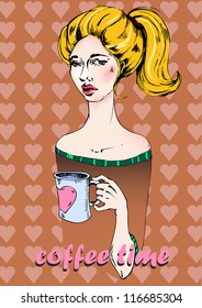 pretty girl with coffee cup