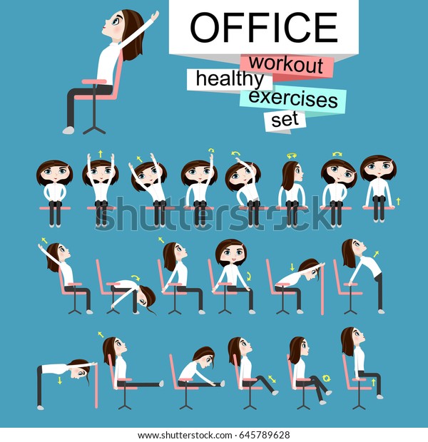 Pretty Girl Doing Exercises On Office Stock Vector Royalty Free
