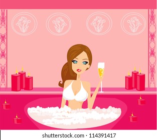  pretty girl enjoying elegant spa