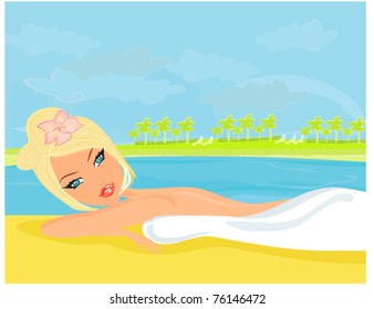 pretty girl enjoying elegant spa