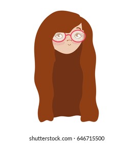 pretty girl face with haistyle and glasses