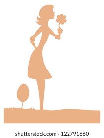 Pretty Girl with Flower Silhouette