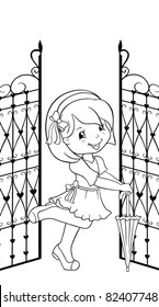 Pretty Girl front of the gate