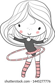 Pretty girl gymnast with hula hoop