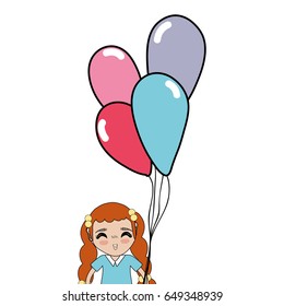pretty girl with hairstyle and balloons