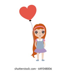 pretty girl with hairstyle and heart balloon
