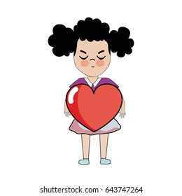pretty girl with heart and casual wear