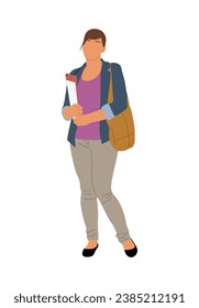 Pretty girl, High school, college student vector.