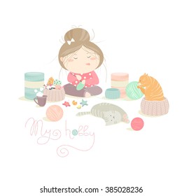 Pretty girl knitting