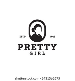Pretty Girl Logo Design Concept Vector Illustration