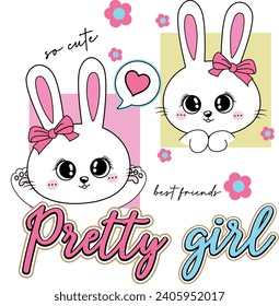 PRETTY GIRL RABBIT CUTE FRIENDS