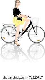 pretty girl rides bike