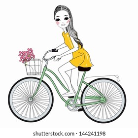 pretty girl riding a bike 