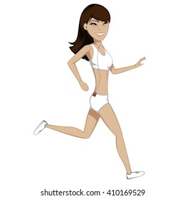 A pretty girl is running and smiling