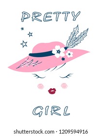 Pretty Girl Slogan Vector