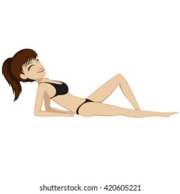 A pretty girl is sunbathing (summertime)