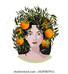 pretty girl surrounded by oranges