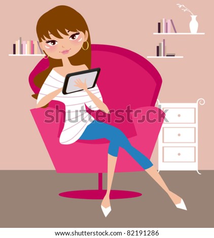 pretty girl with tablet computer