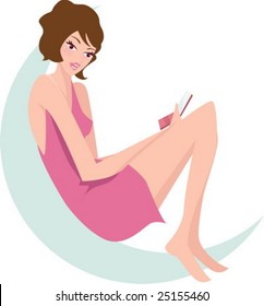 Pretty girl talking on the phone at home