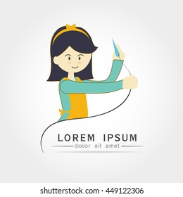 Pretty girl Using Sewing. Image for booklets, brochures, flyer, websites. Cartoon character. on white background Vector illustration in flat style.