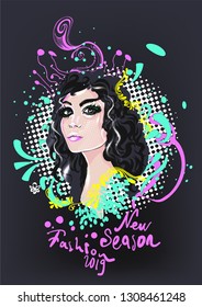 Pretty girl, vector illustration