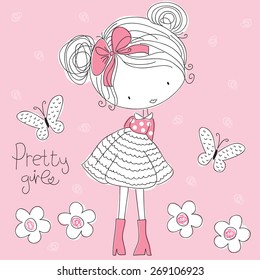 pretty girl vector illustration 