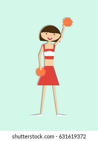 Pretty girl vector illustration.Cute cheerleader drawing. For postcards, backgrounds, birthday cards and etc.