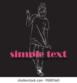 Pretty girl vector illustrator. Place for your text