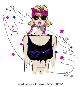 Pretty girl vector picture
