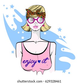 Pretty girl vector picture