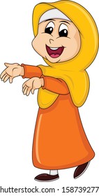 pretty girl with veil - Islam woman cartoon vector illustration