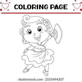 pretty girl is wearing coloring page for kids