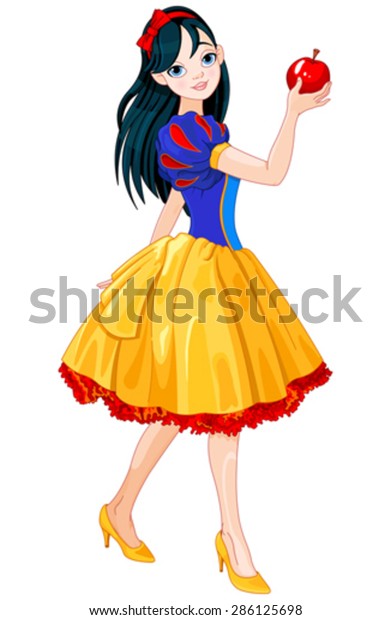 白雪姫の衣装を着た美しい女の子 のベクター画像素材 ロイヤリティフリー