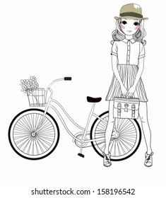 pretty girls with bicycle