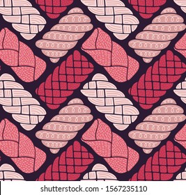 Pretty girls braided texture flat design with feminine colors for spring 2020 cute ornaments brick tiling for textile Seamless patterns design Marshmellows, bread shapes