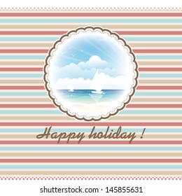 pretty greeting card with seascape happy holiday