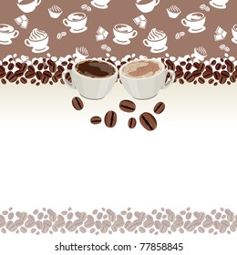 Pretty greeting card with two cups of coffee