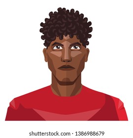 Pretty guy wearing a red shirt and curly hair illustration vector on white background