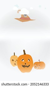 pretty halloween pumpkins with hats on white background ,happy halloween  clean background illustration ,vector ,illustration