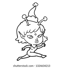 bonito dibujo de una chica ajena con sombrero santa