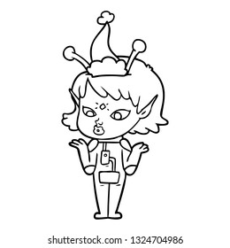 bonito dibujo de una chica extranjera con sombrero santa