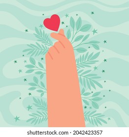 pretty hand poster with heart