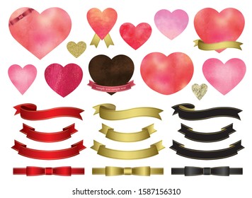 pretty hearts and ribbon set