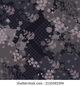 Pretty Hijab With Abstract Pattern Design On Black Color Background