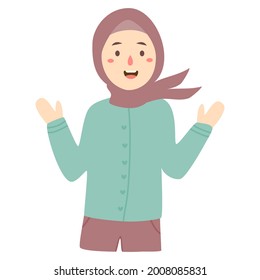pretty hijab woman with surprised expression