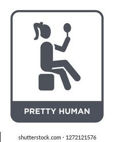 pretty human icon vector on white background, pretty human trendy filled icons from Feelings collection, pretty human simple element illustration