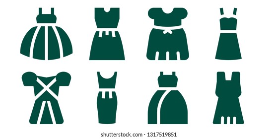 pretty icon set. 8 filled pretty icons.  Simple modern icons about  - Dress