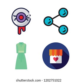 pretty icon set. vector set about dress, shop, eye and share icons set.
