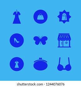 pretty icon. pretty vector icons set butterfly, handbag, arab woman and purse