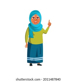 pretty islamic woman pensioner remember story cartoon vector. pretty islamic woman pensioner remember story character. isolated flat cartoon illustration